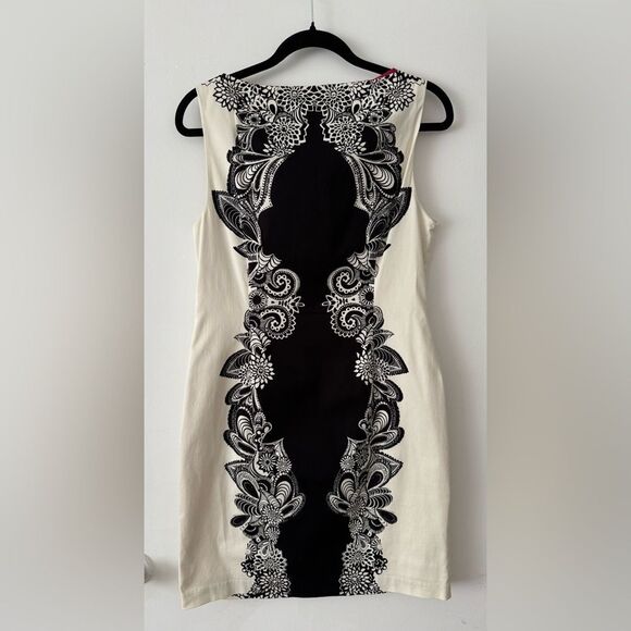 Adrianna Papell Black and Cream Cotton Dress - Picture 2 of 4